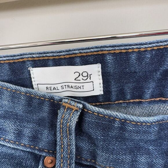 Gap Jeans Womens Size 29 Blue Real Straight Ripped Denim Pockets Zipper - Picture 2 of 6